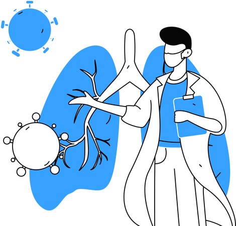 Doctor experimenting on human lungs  Illustration