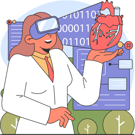 Doctor experiments on patient's heart  Illustration