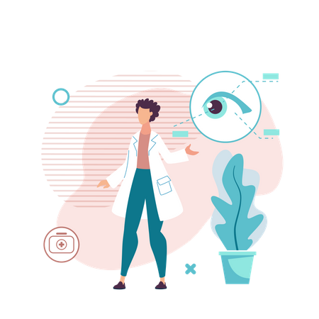 Doctor Explain Eye Anatomy  Illustration