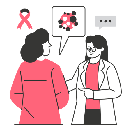 Doctor Explaining Breast Cancer Diagnosis  Illustration