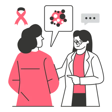 Doctor Explaining Breast Cancer Diagnosis  Illustration