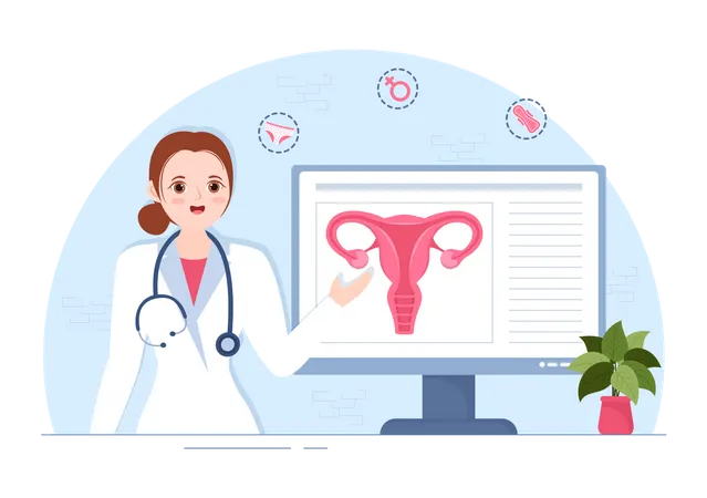 Doctor explaining Endometriosis Illustration
