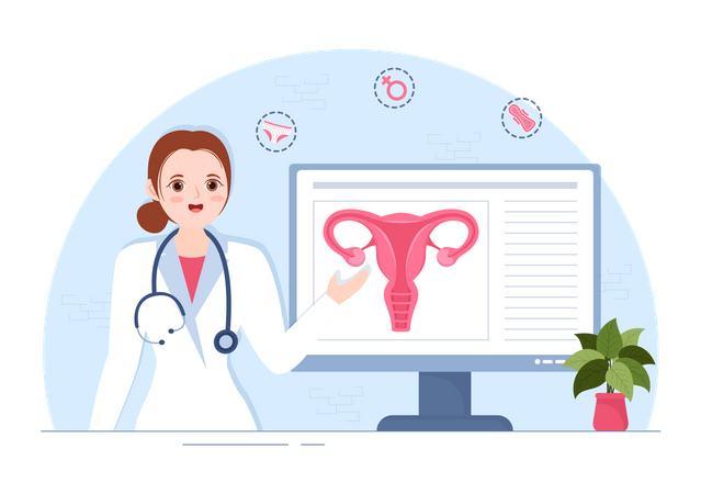 Doctor explaining Endometriosis  일러스트레이션