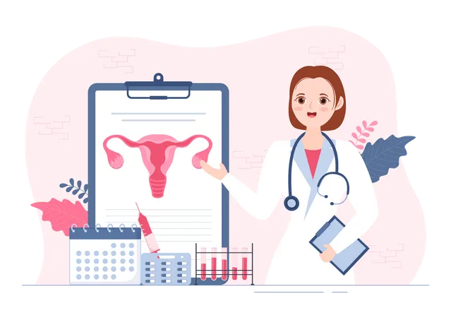 Doctor explaining period problem  Illustration