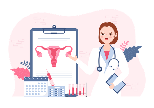 Doctor explaining period problem  일러스트레이션