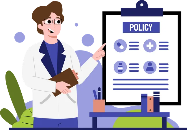 Dive Into The World Of Medicine With An Illustration Of A Doctor Explaining Insurance Policy Designed For Those With A Passion For Health This Work Of Art Captures The Essence Of Compassion Expertise And Human Connection In Health Care Illustration