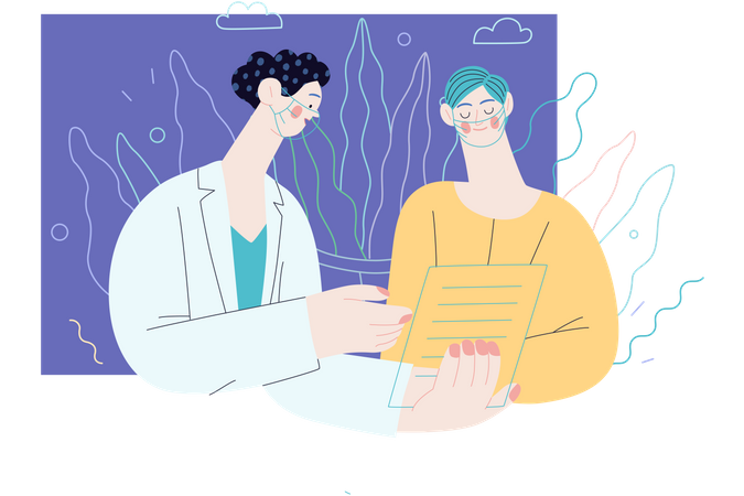 Doctor explaining report  Illustration