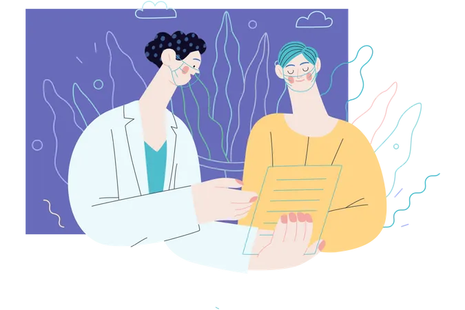 Doctor explaining report  Illustration