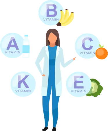 Doctor explaining vitamin sources  Illustration