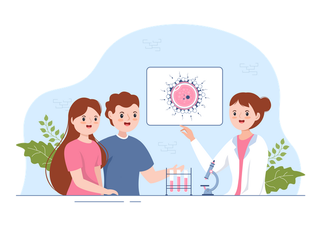 Doctor Explaining Vitro Fertilization Programs  Illustration