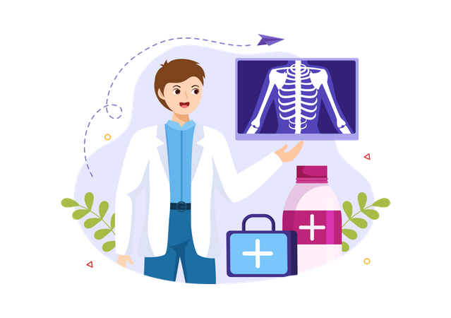 Doctor explaining x-ray report  Illustration