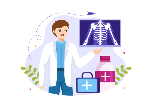 Doctor explaining x-ray report  Illustration