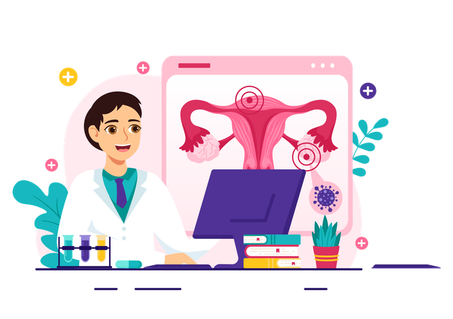 Doctor explains about endometriosis  일러스트레이션