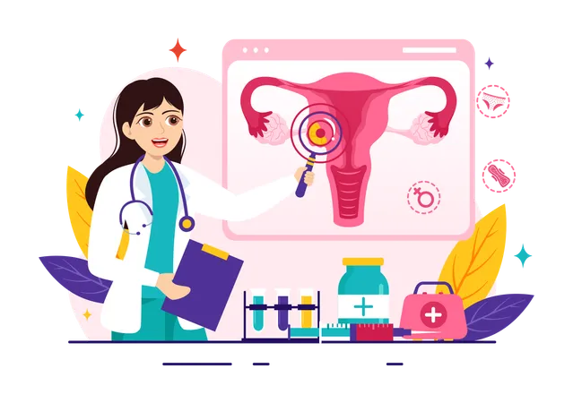 Doctor explains about gynecological issues  Illustration