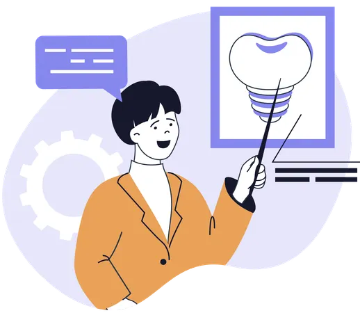Doctor explains dental report  Illustration