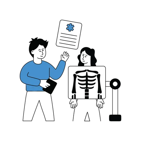 Doctor explains patient x-ray report  Illustration