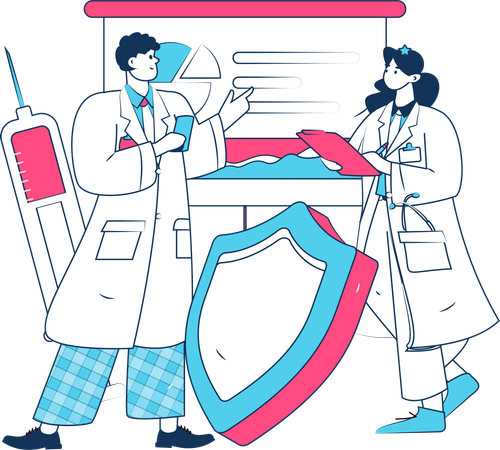 Doctor explains patient's report  Illustration