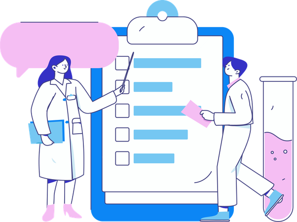 Doctor explains patient's report  Illustration