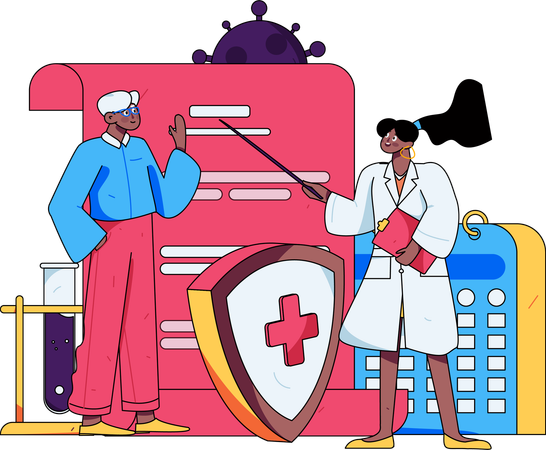 Doctor explains patient's report  Illustration
