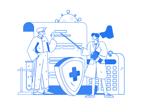 Doctor explains patient's report  Illustration