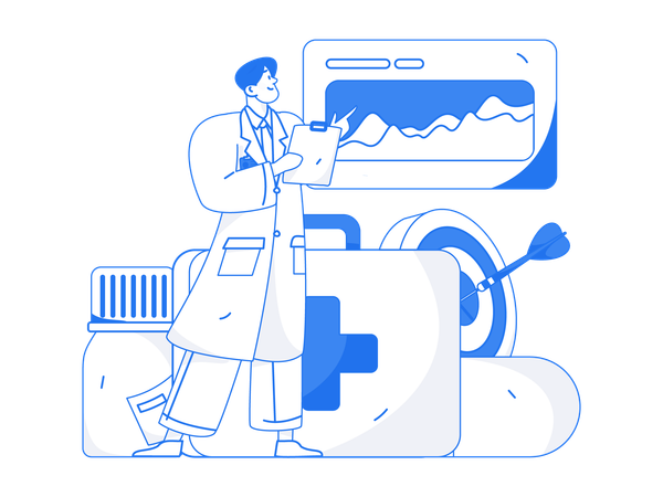 El médico explica el procedimiento del tratamiento.  Ilustración