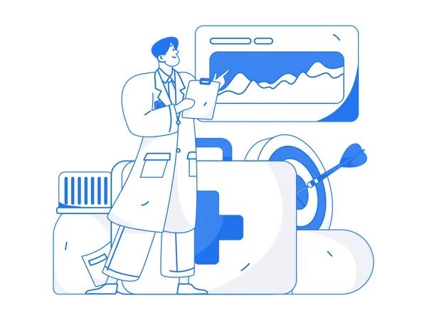 El médico explica el procedimiento del tratamiento.  Ilustración