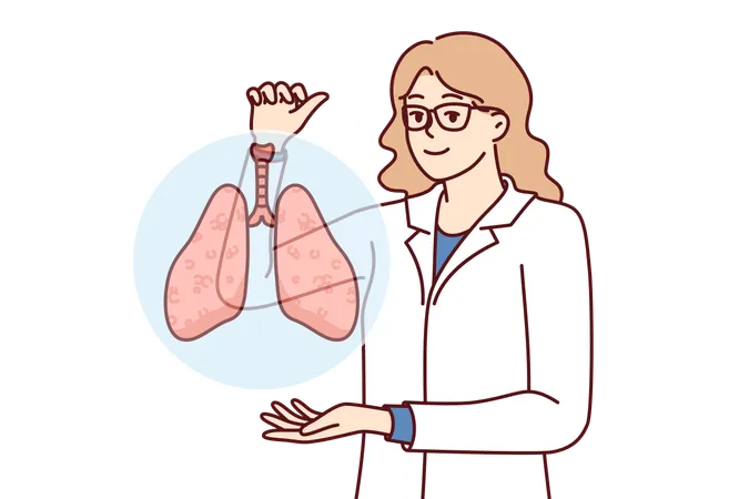 El doctor explica sobre la enfermedad pulmonar  Ilustración