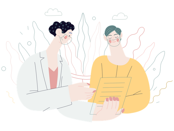 Doctor explicando informe  Ilustración