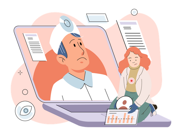 Doctor feeling unhappy with patient health report Illustration