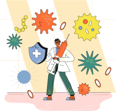 Doctor Fight Viruses Illustration