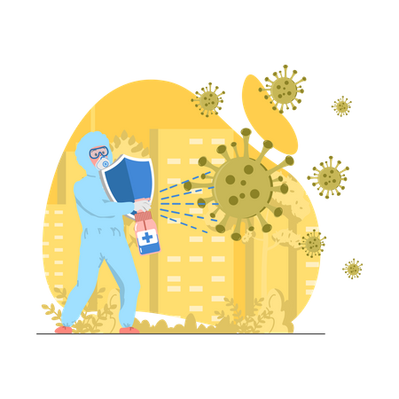 Doctor Fighting with Corona  Illustration