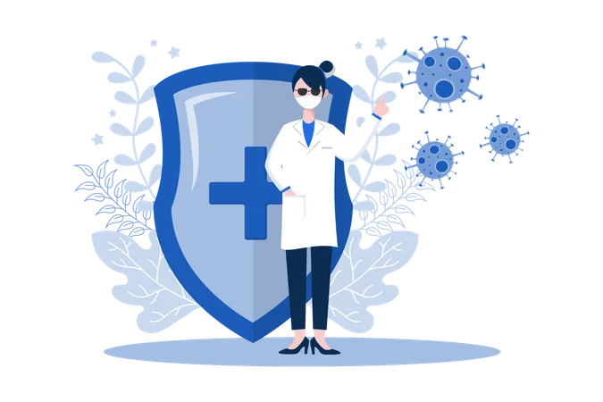 Vector Illustration Healthcare Medical People Of Protecting And Fighting Against The Corona Virus Illustration