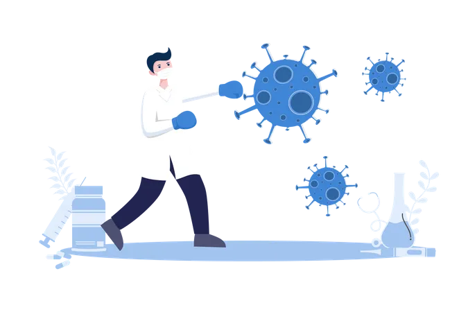 Doctor fighting with coronavirus  Illustration