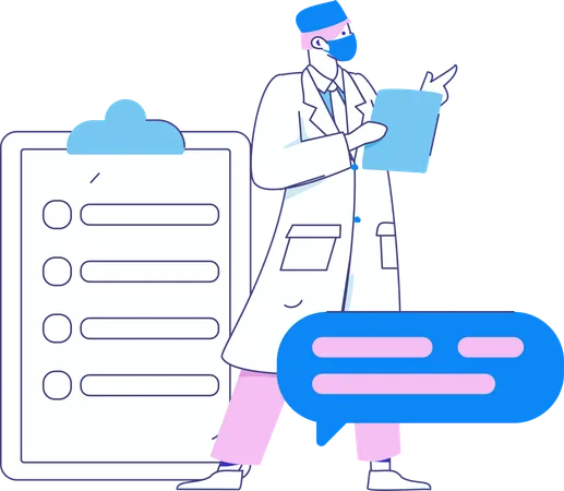 Doctor filling medical History Form  Illustration