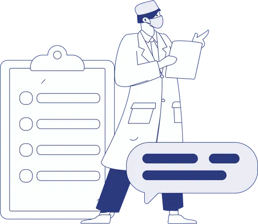Doctor filling medical History Form  Illustration