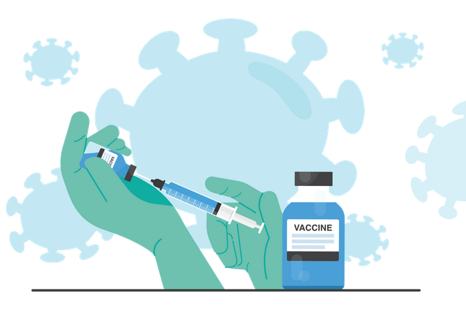 Doctor filling vaccine  Illustration