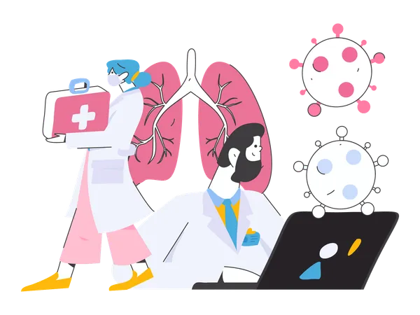 Doctor finding lung disease  イラスト