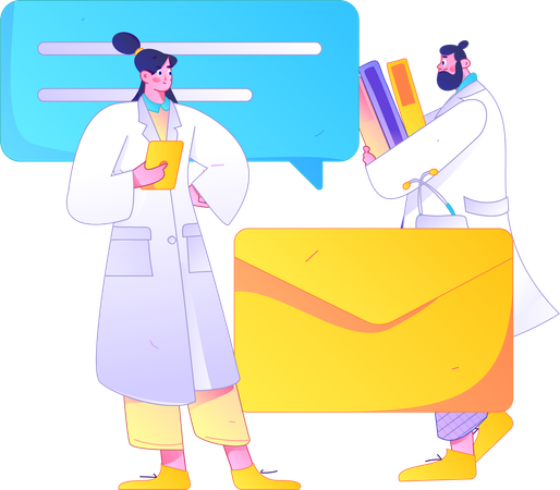 Doctor getting medical mail  Illustration