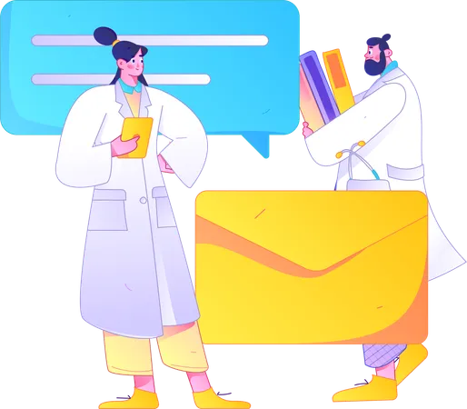 Doctor getting medical mail  Illustration