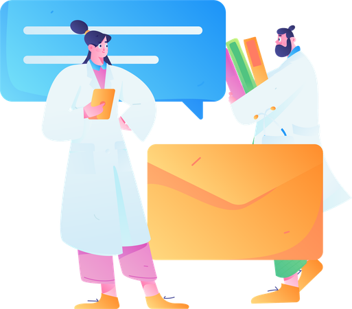 Doctor getting medical mail  Illustration