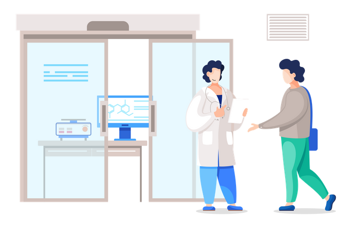 Doctor give consultation to male patient Illustration