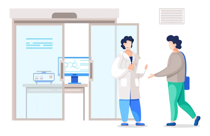 Doctor give consultation to male patient Illustration
