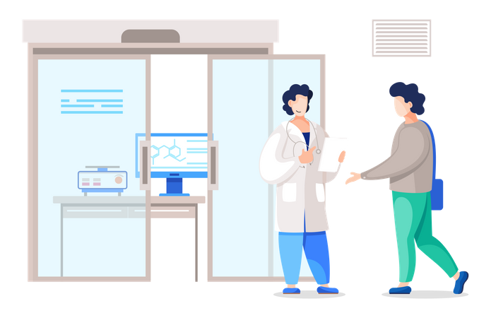 Doctor give consultation to male patient  Illustration