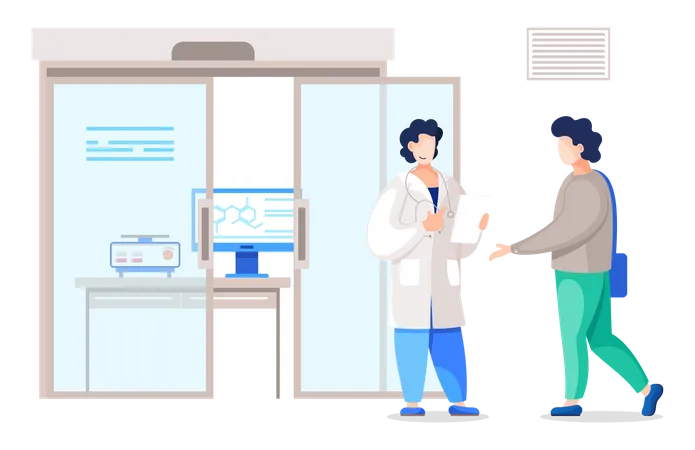 Doctor give consultation to male patient  Illustration