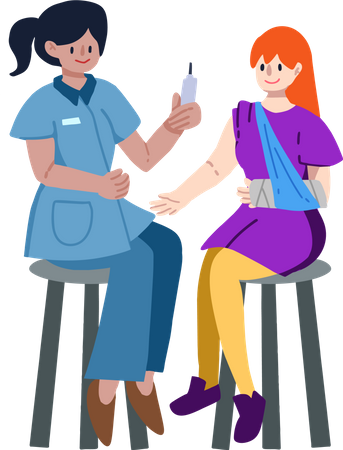 Doctor give vaccine shot to patient  Illustration