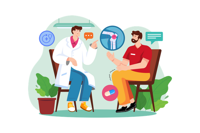 Doctor gives a consultation to a male patient  일러스트레이션