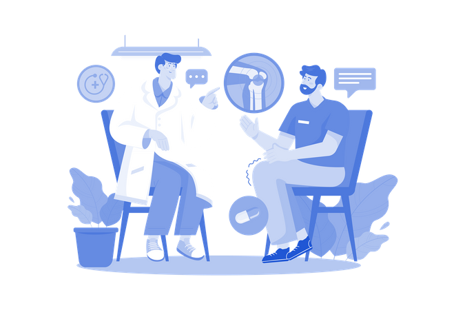 Doctor Gives A Consultation To A Male Patient  일러스트레이션