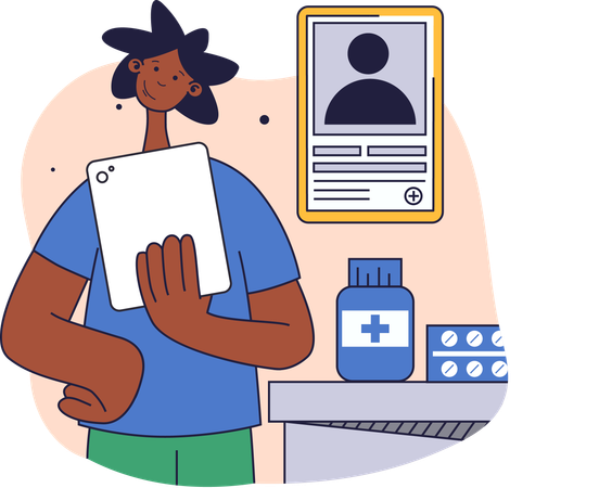 Doctor gives medical pills to patient  Illustration