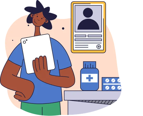 Doctor gives medical pills to patient  Illustration