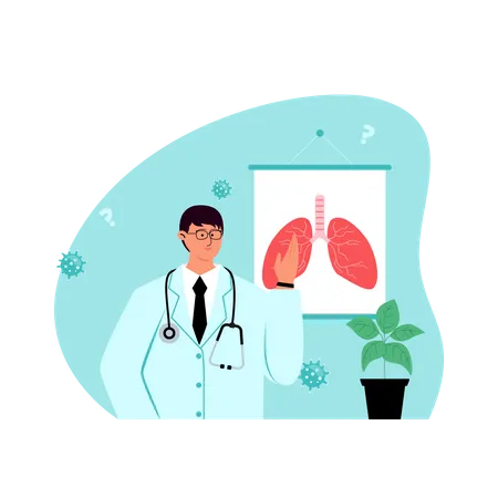 Doctor showing lungs report Illustration